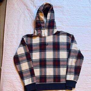 GAP Multicolor Maroon & Navy Plaid Hoodie